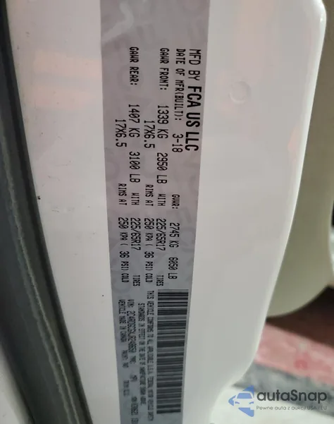 2018 Dodge Grand Caravan Sxt z USA, uszkodzony, nr VIN 2C4RDGCGXJR248650